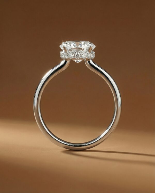 แหวนหมั้นเพชร Oval Cut ดีไซน์ Hidden Halo-แบรนด์-kos