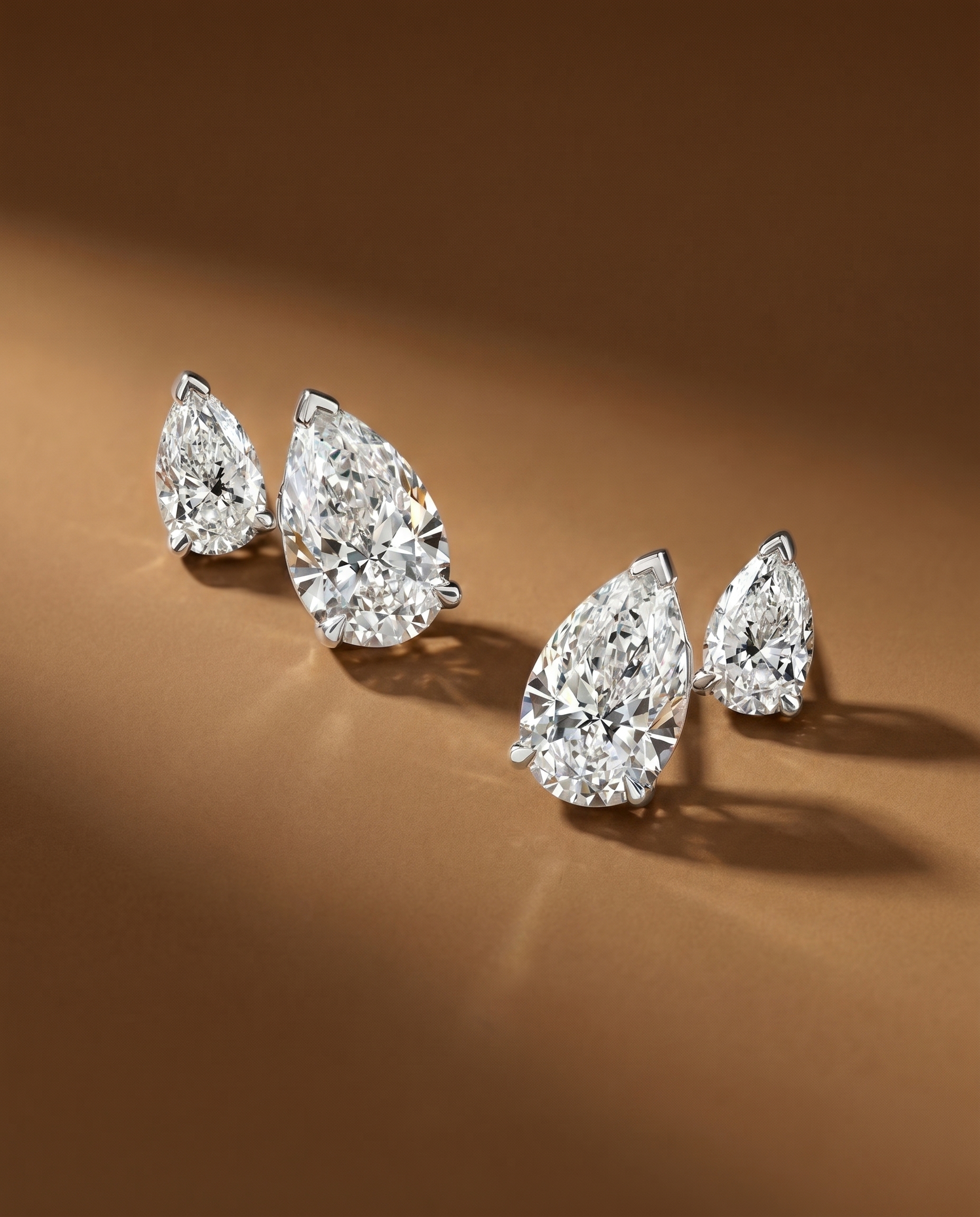 ต่างหูเพชร Duo Pear Earrings