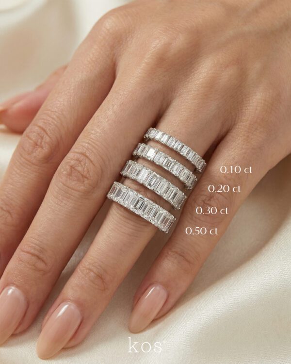 แหวนเพชรรอบนิ้ว เพชรทรง Emerald Cut