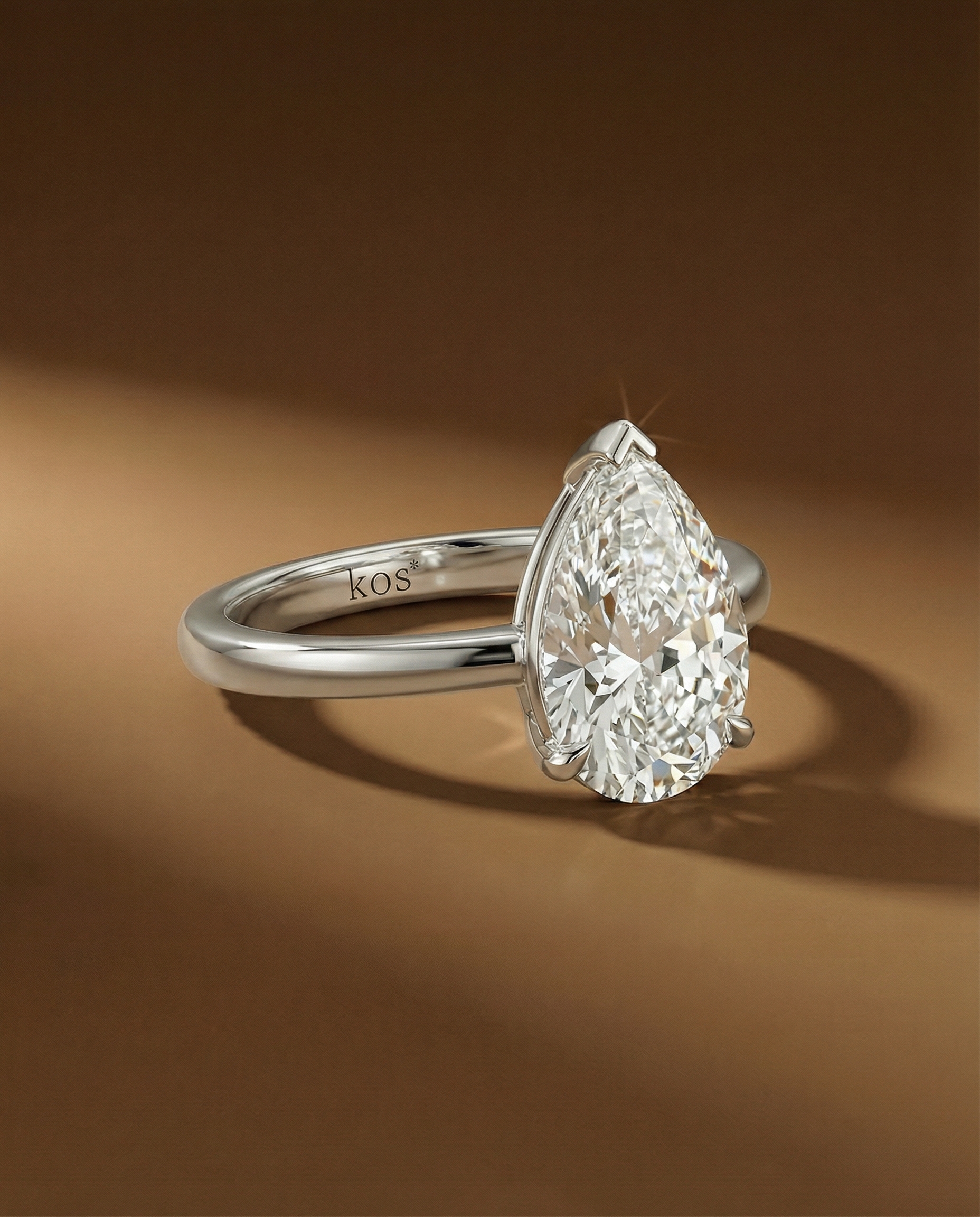 แหวนเพชรหยดน้ำ ก้านเรืยบ