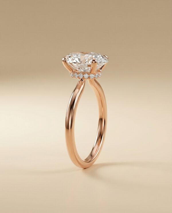 แหวนเพชร Oval ตัวเรือนสี Rose Gold