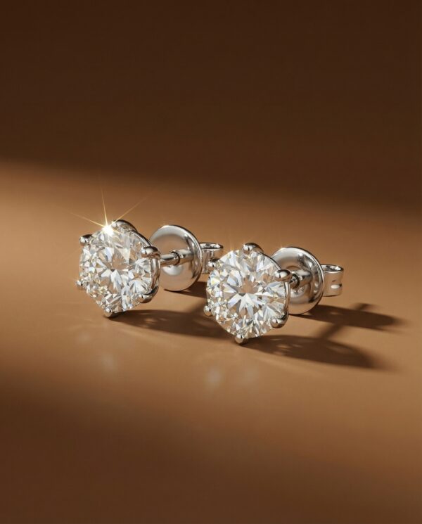 ต่างหูเม็ดเดี่ยวเพชรกลม