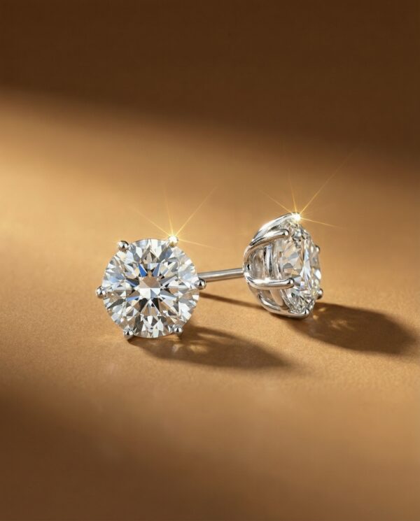 ต่างหูเม็ดเดี่ยวเพชรกลม