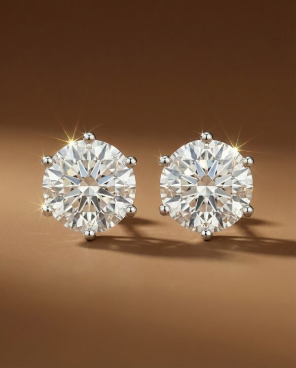 ต่างหูเม็ดเดี่ยวเพชรกลม