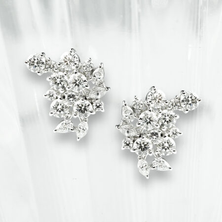 ต่างหูเพชรแท้ Mixed Shape Cluster Earrings