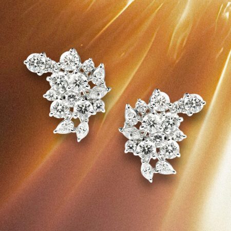 ต่างหูเพชร Mixed Shape Cluster Earrings