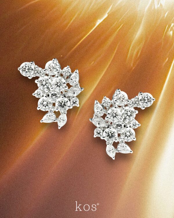 ต่างหูเพชร Mixed Shape Cluster Earrings