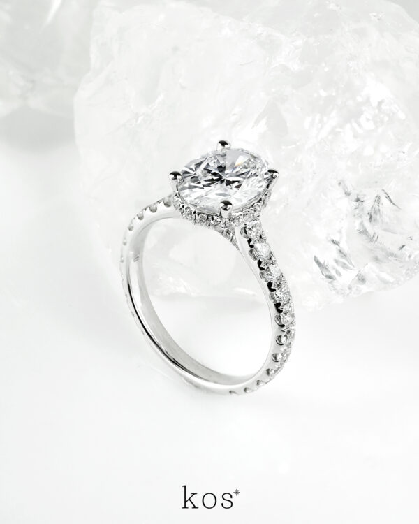 แหวนแต่งงาน เพชรไข่ Oval Bridge Solitaire Ring