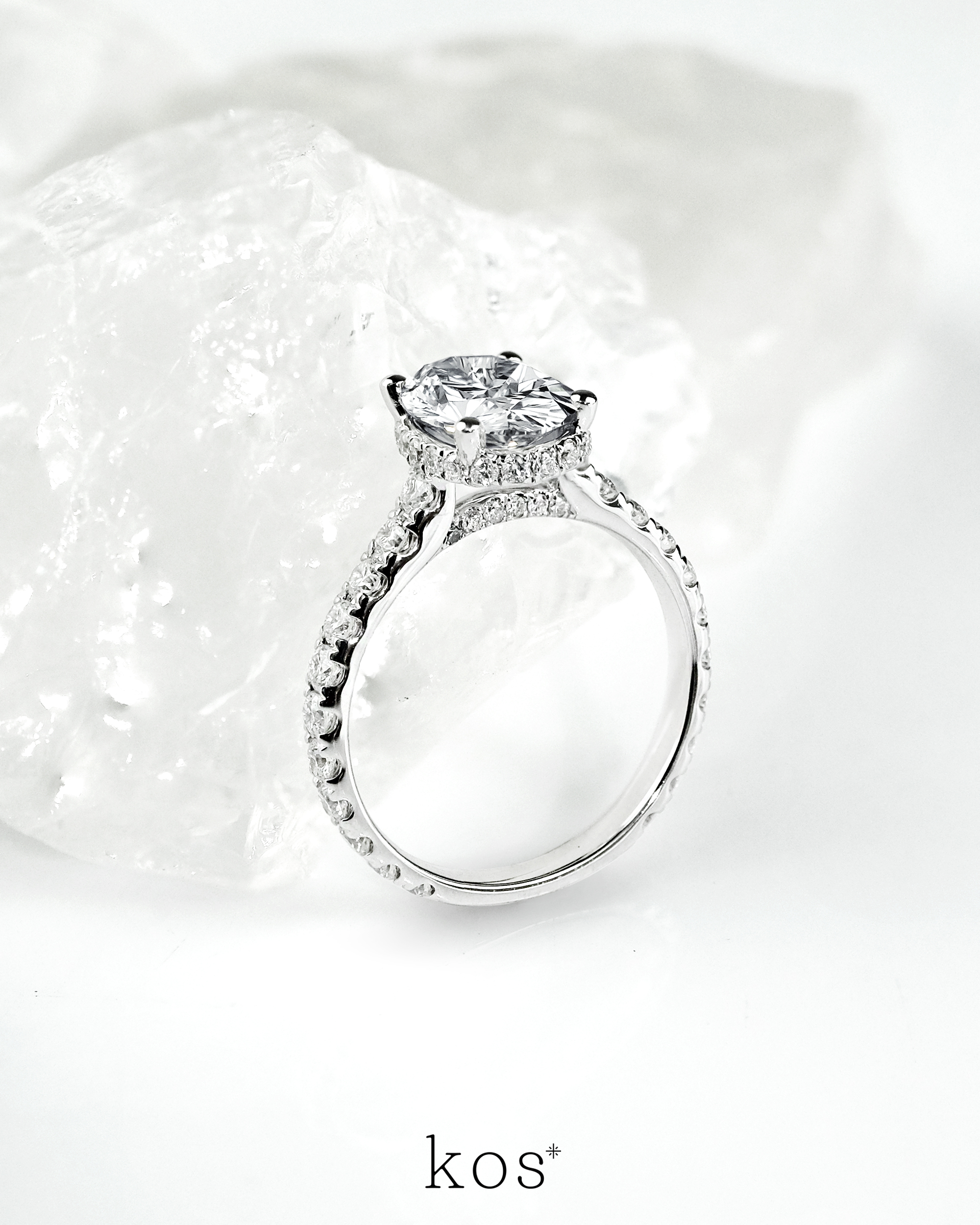 แหวนแต่งงาน เพชรไข่ Oval Bridge Solitaire Ring