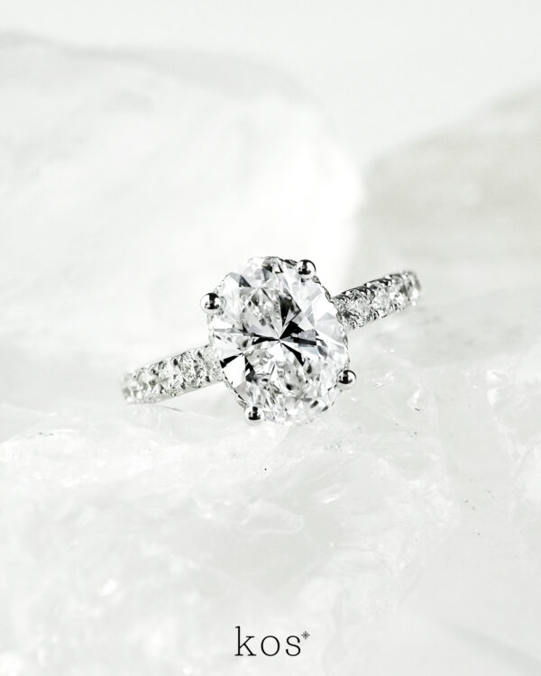 แหวนแต่งงาน เพชรไข่ Oval Bridge Solitaire Ring