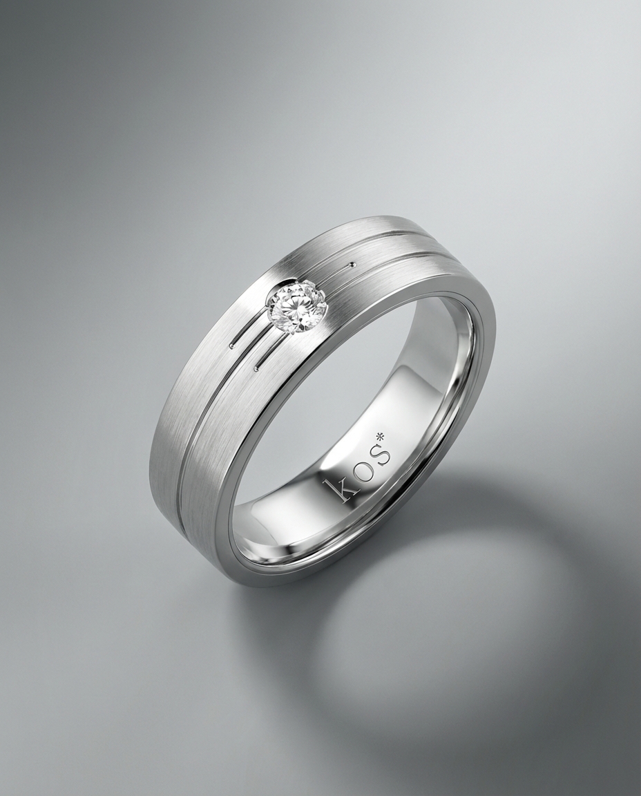 แหวนเพชรชาย 15 ตัง รุ่น Three Dashes Men’s Ring