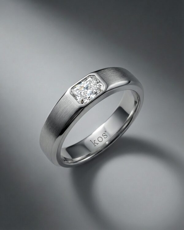 แหวนชายผิวแมตต์-เพชรทรงสี่เหลี่ยม-แบรนด์-kos
