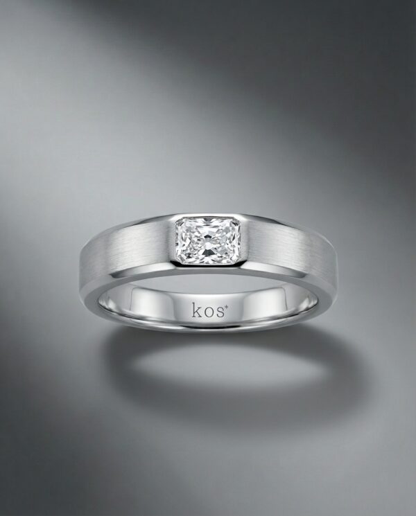 แหวนชายผิวแมตต์-เพชรทรงสี่เหลี่ยม-แบรนด์-kos