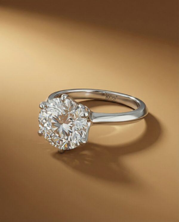 แหวนเพชรกลม ตัวเรือนชู เรียบหรู