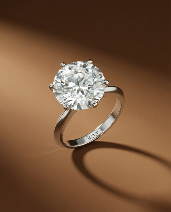 แหวนเพชรกลม ตัวเรือนชู เรียบหรู