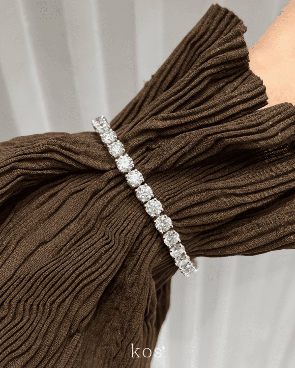 สร้อยข้อมือเพชรแท้ ดีไซน์ Tennis Bracelet ตัวเรือนทองคำขาว