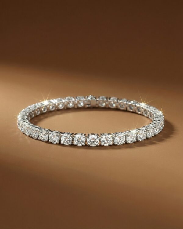 สร้อยข้อมือเพชรแท้ ดีไซน์ Tennis Bracelet ตัวเรือนทองคำขาว
