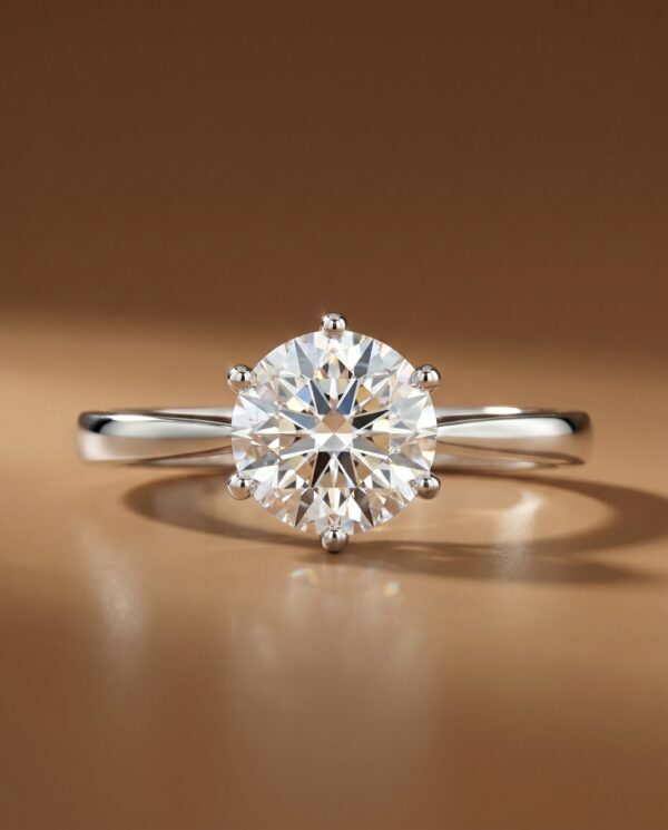 แหวนเพชรแต่งงาน เพชรกลม Signature Lotus Ring