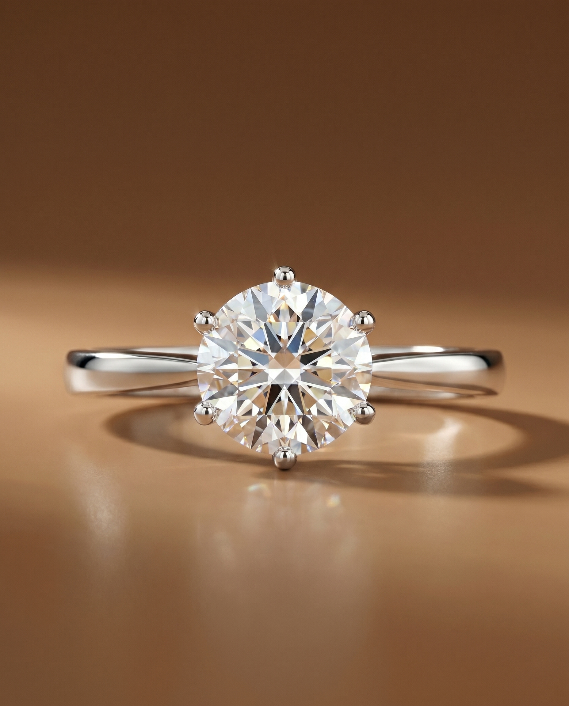 แหวนเพชรแต่งงาน เพชรกลม Signature Lotus Ring