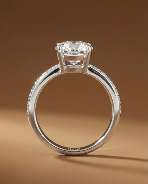 แหวนเพชรกลม ตัวเรือนเพชรข้างฝังแบบ channel setting