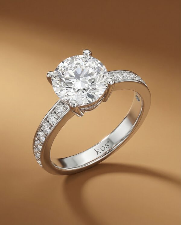 แหวนเพชรกลม ตัวเรือนเพชรข้างฝังแบบ channel setting