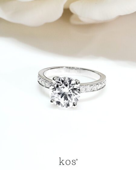 แหวนเพชรกลม ตัวเรือนเพชรข้างฝังแบบ channel setting