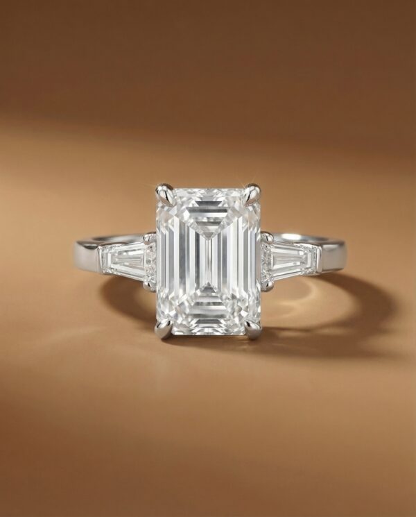 แหวนเพชร-Emerald-Cut-ประดับเพชรข้าง-Baguette