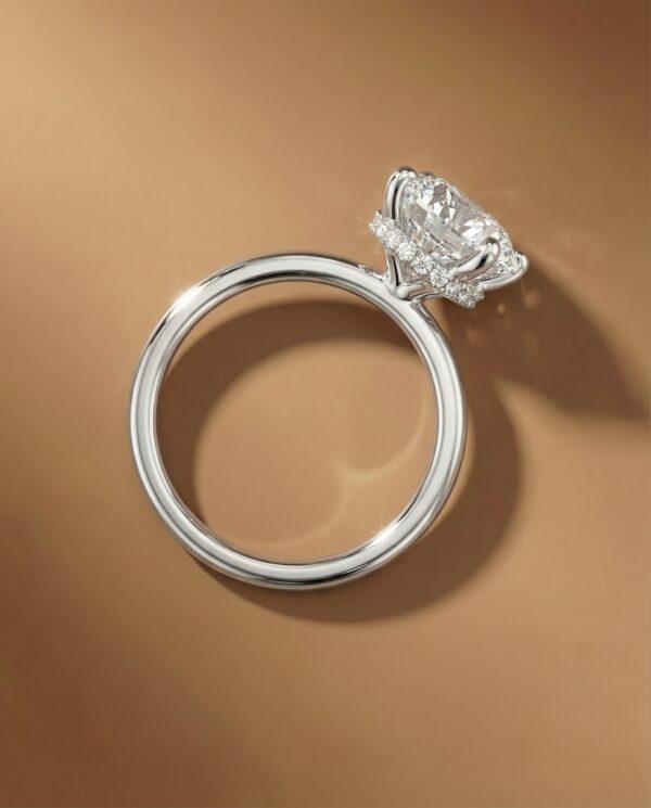 แหวนหมั้น-เพชรทรงกลม-Hidden-Halo-ก้านเรียบ