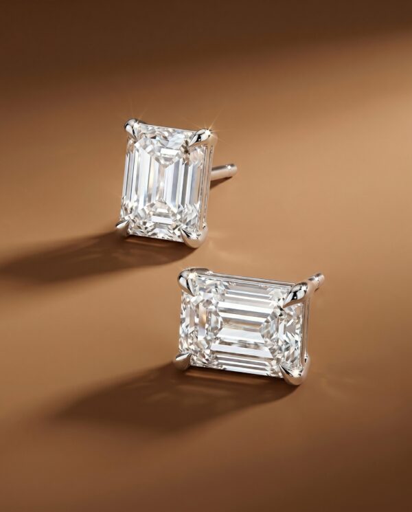 ต่างหูเพชรเหลี่ยม Emerald