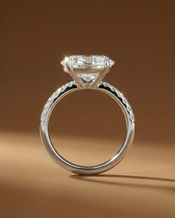 แหวนเพชรรูปไข่ ตัวเรือนเพชรบ่าข้าง Low Setting Design