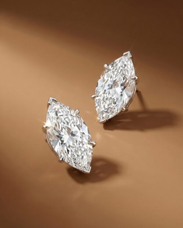 ต่างหูติดหู เพชร Marquise