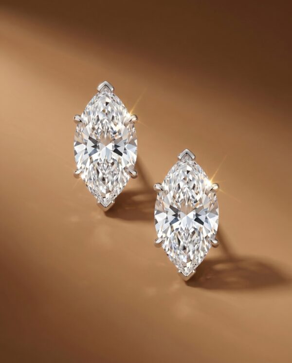 ต่างหูติดหู เพชร Marquise
