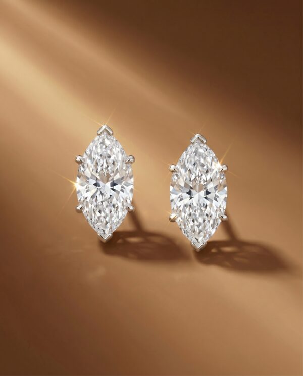 ต่างหูติดหู เพชร Marquise