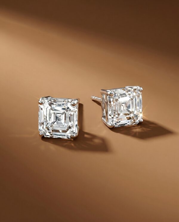 ต่างหูติดหูเพชร Asscher