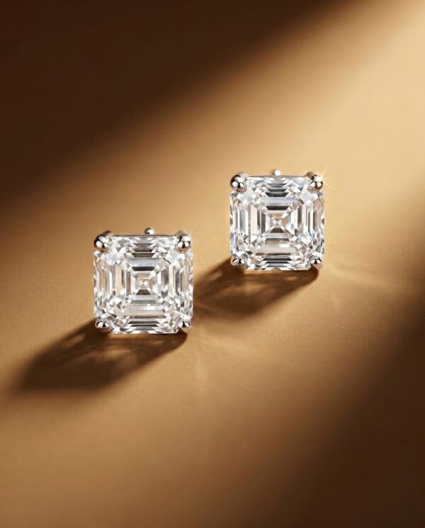 ต่างหูติดหูเพชร Asscher