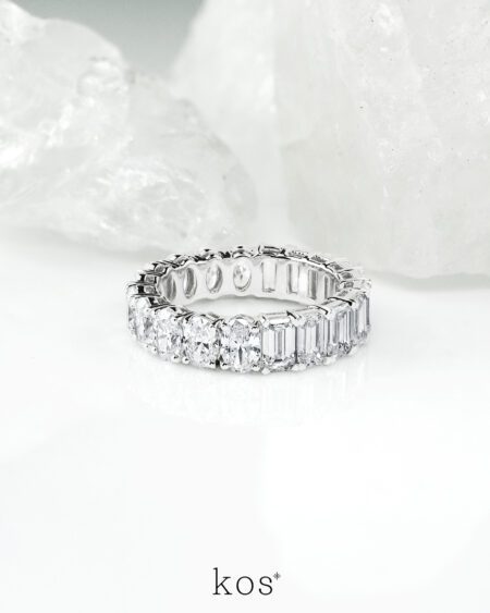 Eternity ring with half “Emerald” and half “Oval” diamond