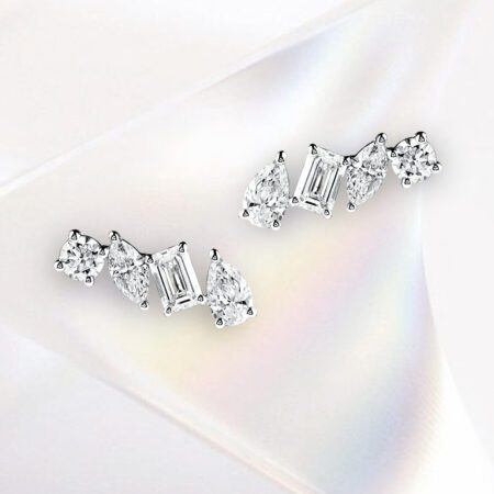 ต่างหูเพชร Demi 4-diamond mix shape earrings