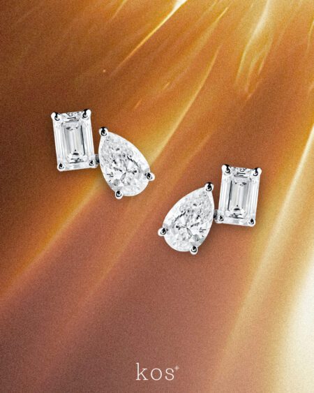 ต่างหูเพชร Toi et Moi earrings (Emerald & Pear)