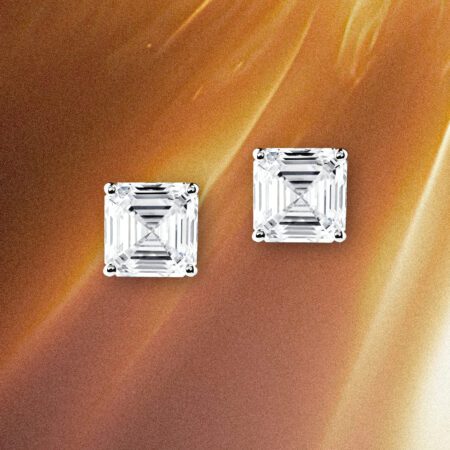 ต่างหูเพชร Asscher Stud Earrings