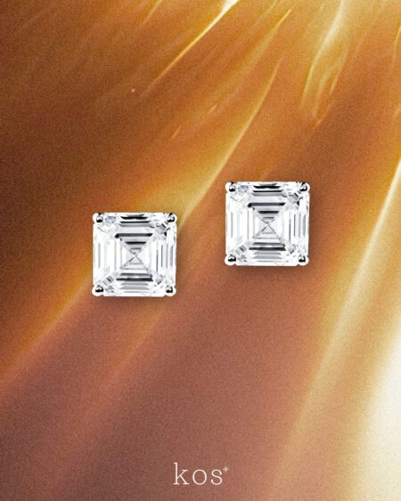 ต่างหูเพชร Asscher Stud Earrings