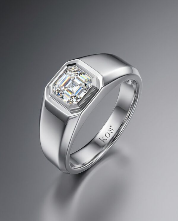 แหวนเพชรชาย เพชรสี่เหลี่ยม Asscher Cut 1 กะรัต