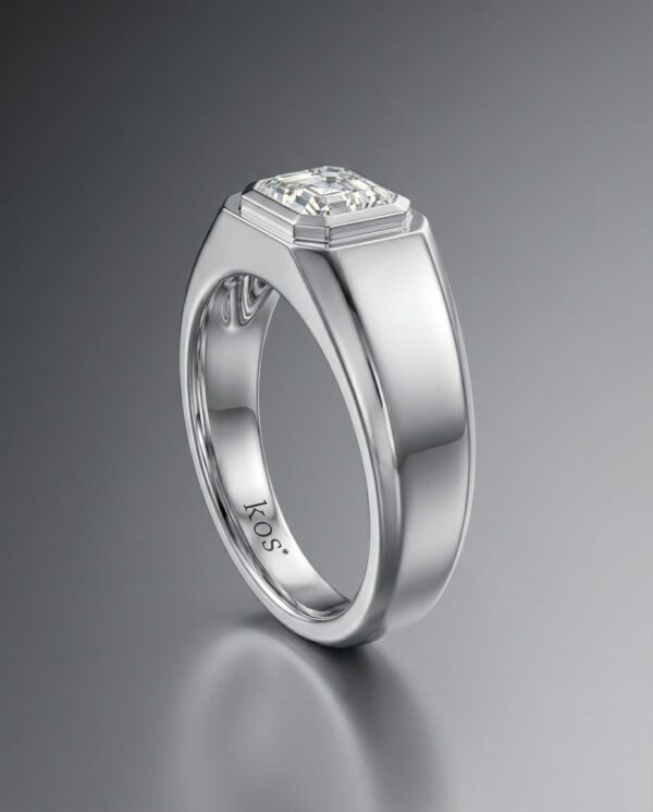 แหวนเพชรชาย เพชรสี่เหลี่ยม Asscher Cut 1 กะรัต