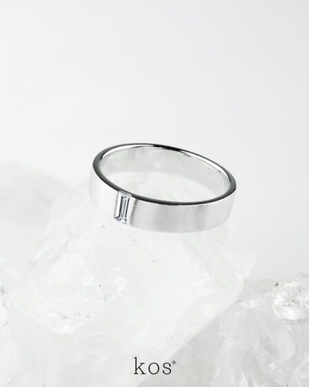 แหวนแต่งงานผู้ชาย เพชร Baguette ตัวเรือน White Gold