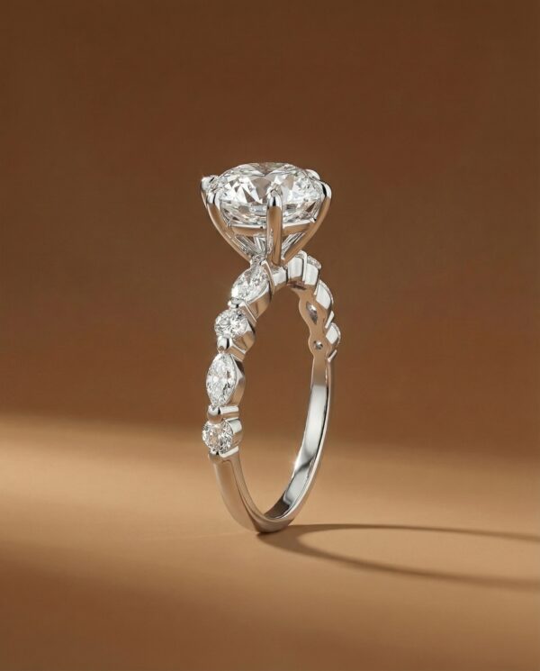 แหวนหมั้น-เพชรทรงกลม-ก้านเพชร-Marquise-Round-kos-jewelry