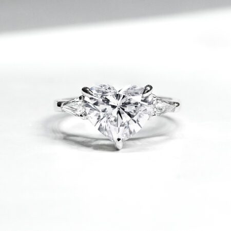 The Heart Ring with Pear Step Cut Side Diamonds