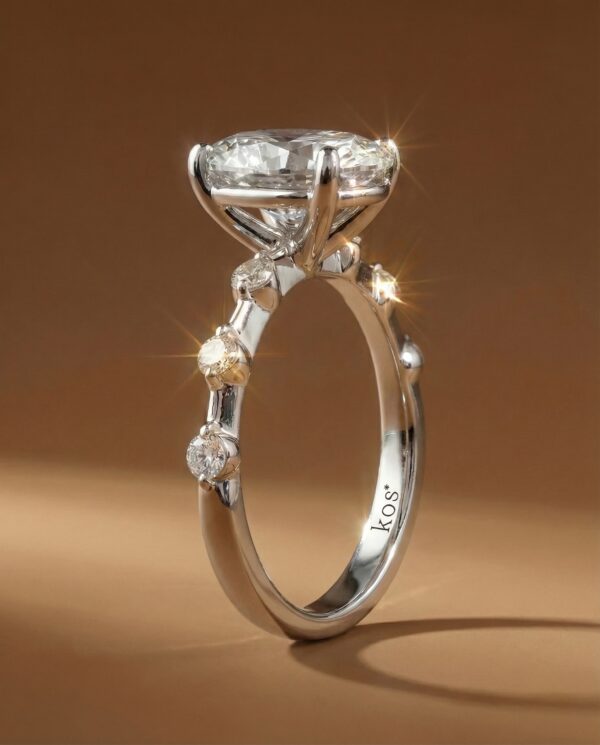 แหวนหมั้น-เพชรทรงวงรี-Oval-Cut-ก้าน-polka dot