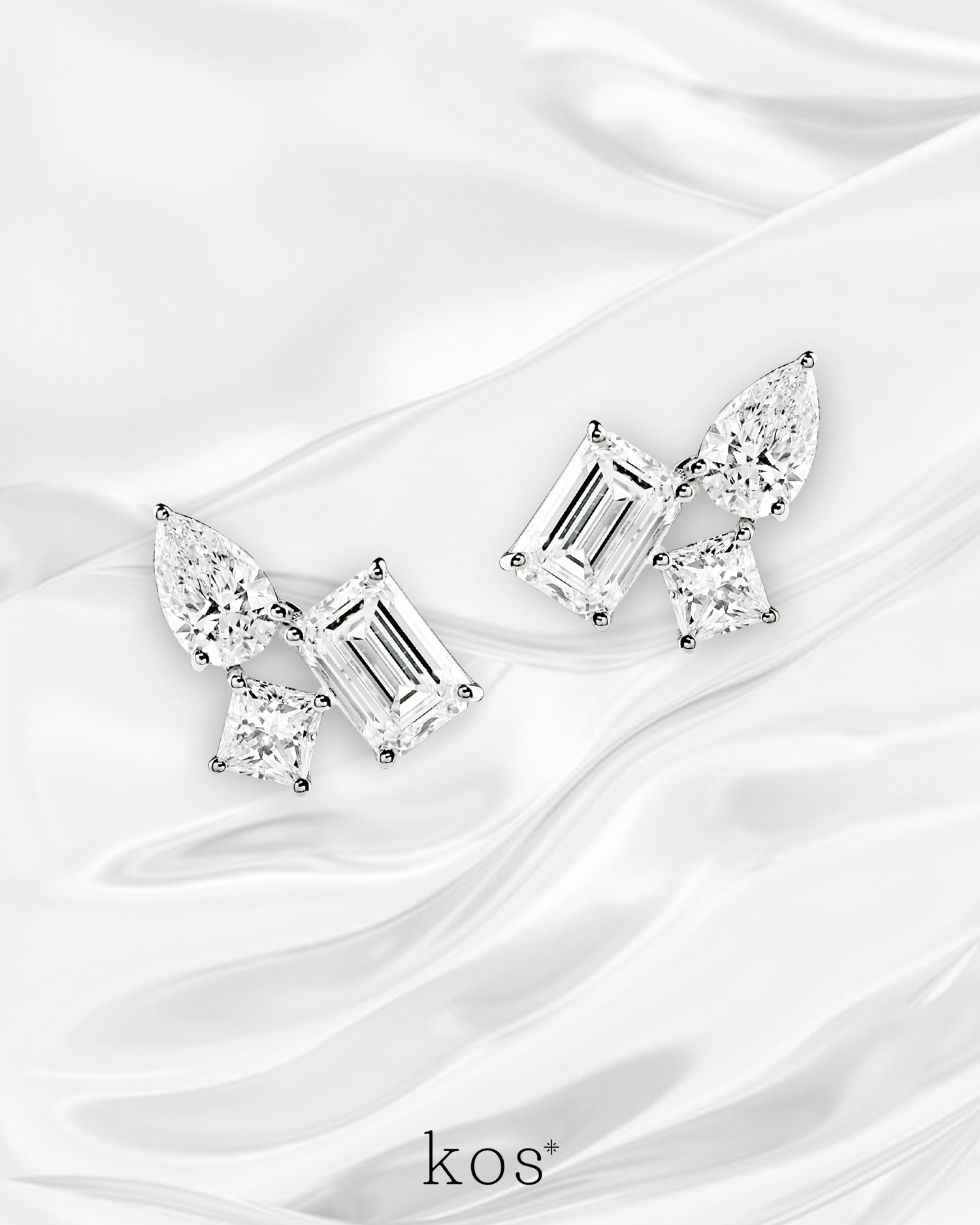 ต่างหู mixed shape earrings - Celeste Cluster Earrings