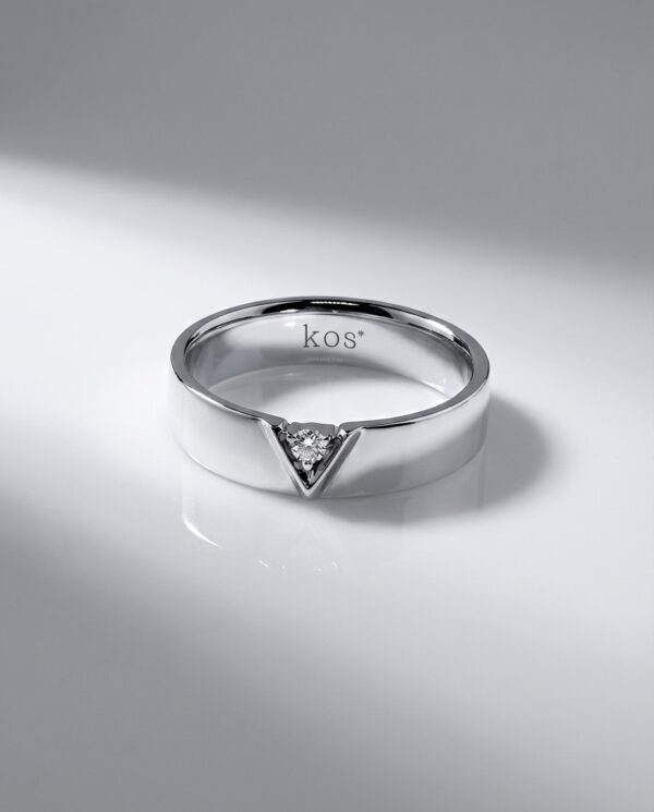 แหวนชาย เพชรกลม ตัวเรือน White Gold แบบเงา