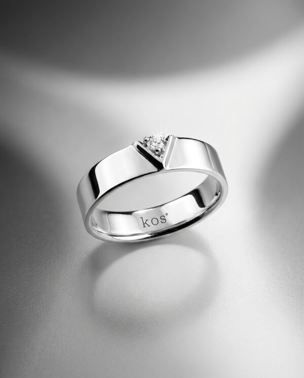 แหวนชาย เพชรกลม ตัวเรือน White Gold แบบเงา