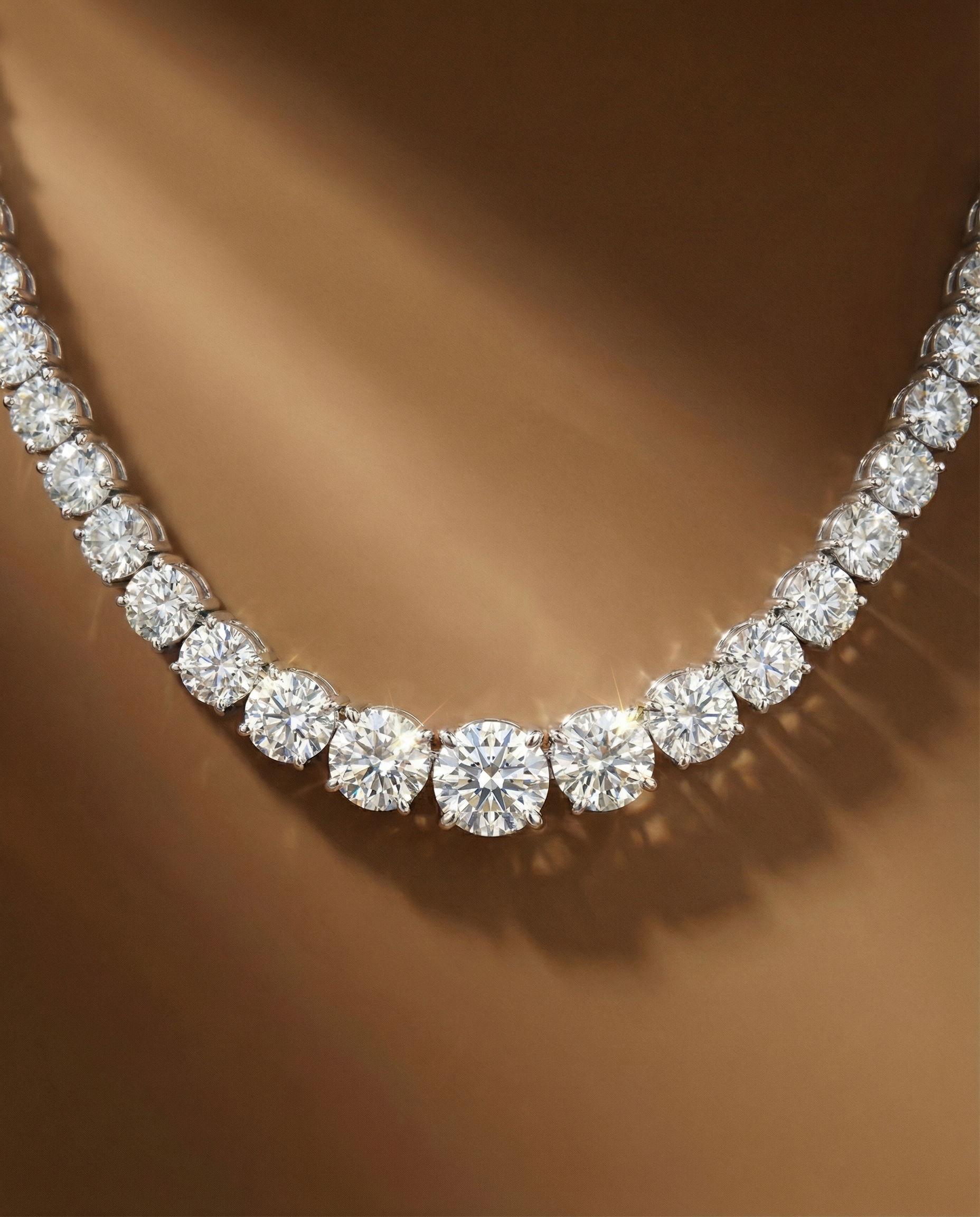 สร้อยเพชรคอกลมไล่ไซส์เพชร